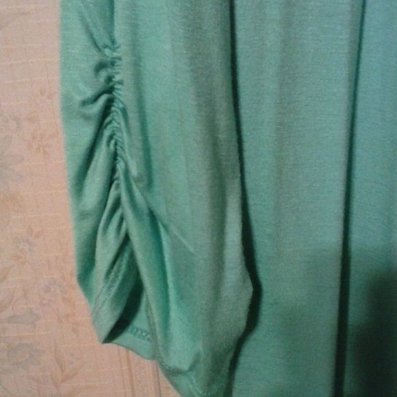AGB WOMAN 3/4 Sleeve GREEN 2-N-1 LAYERED LOOK BEADED BLOUSE - Picture 4 of 7
